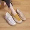 Women Casual Loafers 2023 New Spring Sneakers Retro Platform Casual Lace Up Leather Flat Slip-On Single Shoes Zapatos De Mujer - Image 2