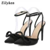 Eilyken 2024 New Arrival Silk Pumps Woman Ankle Buckle Strap Pointed Toe Hih Heel Sandal Sexy Party Nightclub Wedding Shoes - Image 4