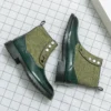 Men's Classical Chelsea Boots Green Slip-On Cowboy Boots Men Fashion Ankle Boot Mens Designer Casual Short Boots High-Top Shoes - Image 2