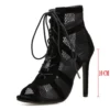 Woman Shoes Pumps Lace-up Peep Toe Sandals Madams New Fashion Show Black Net Fabric Cross Strap Sexy High Heel Sandals - Image 5