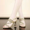 High Heels Temperament Diamond Sandals Summer Woman Party Shoes Fashion Brick Crystal Thick Heel Square Heel Sandals - Image 5