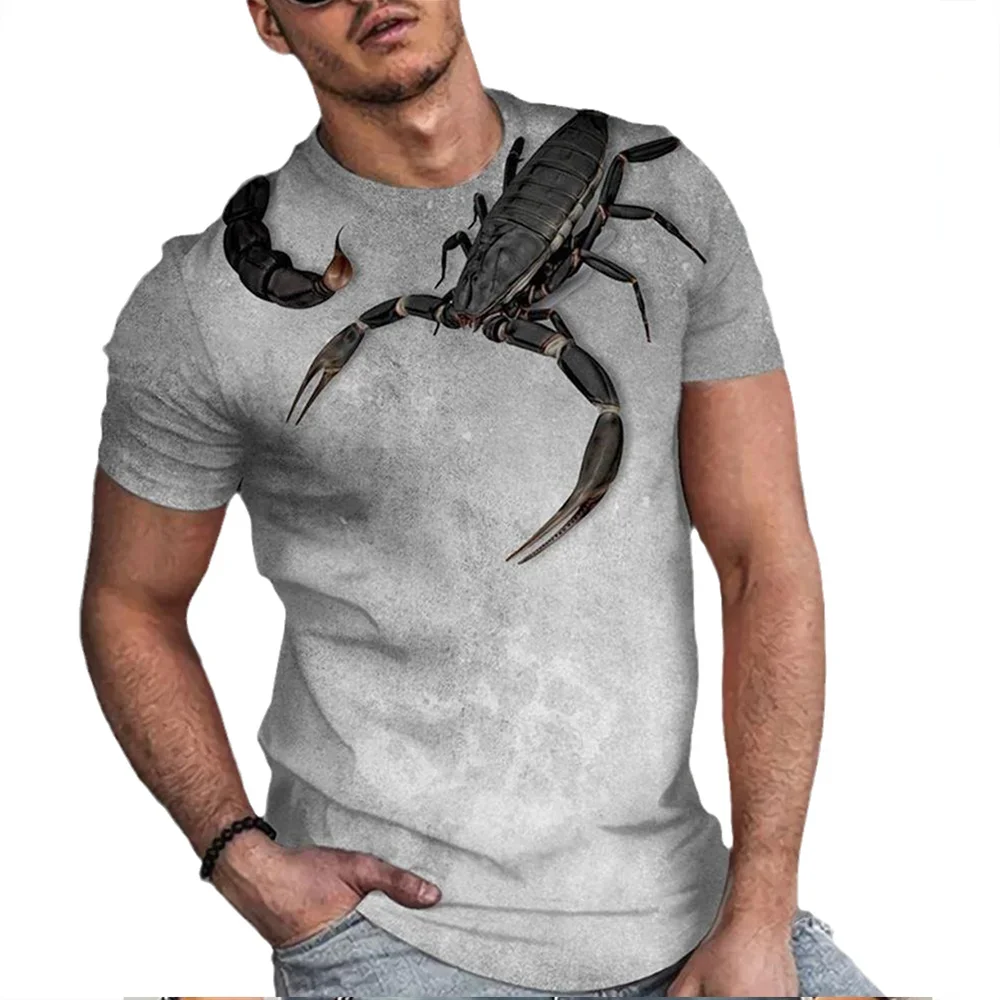 Man Tees Cool Scorpion 3D Printed Oversized T Shirt Y2K Clothes Men's Clothing Short Sleeve Hip-Hop T-shirt Men Streetwear Tops
