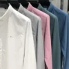 High Quality 100% Pure Cotton Men's Shirt Solid Color Lapel With Embroidered Printing Long Sleeved New Korean Autumn Men’s Top - Image 6