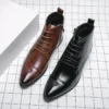 Luxury Designer Men's 38~48 Genuine Leather Italian Brand Dress Shoes Men Fashion Chelsea Casual Boots Retro Ankle Boot Footwear - Image 5