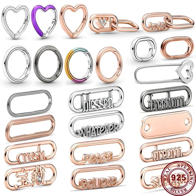 New Hot 925 Silver Exquisite Love Heart ME Free Connector Pendant Logo Accessories For Original Women's ME Bracelet Necklace
