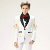 Boys Wedding Tuxedo White Dress Shawl Collar Stage Show Blazer Pants Vest 3 Piece Suit For Kids Jacket Conjuntos De Blazer - Image 3