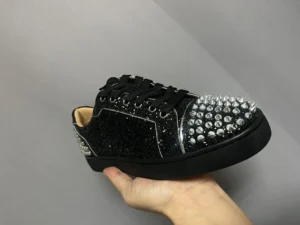 New Women's Men's Shoes High Top Black Rivets Nightclub Flash Couple Shoes 35-48 - Image 4