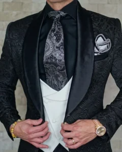 2023 Mens Wedding Suit Italian Design Custom Made Black Smoking Tuxedo Jacket 3 Piece Groom Terno Suit For Men Costume Homme - Image 6