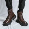 Fashion Military Boots Fashion Thick Soled Motorcycle Boots Designer Winter Boot Formal Dress Shoes for Men Leather Ankle Boots - Image 5