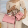 Women Brand Design 2024 New Fashion Large Capacity Handbag Solid Leather Crossbody Bag With Cute Pendant Metal Lock Buckle Bag - Image 3