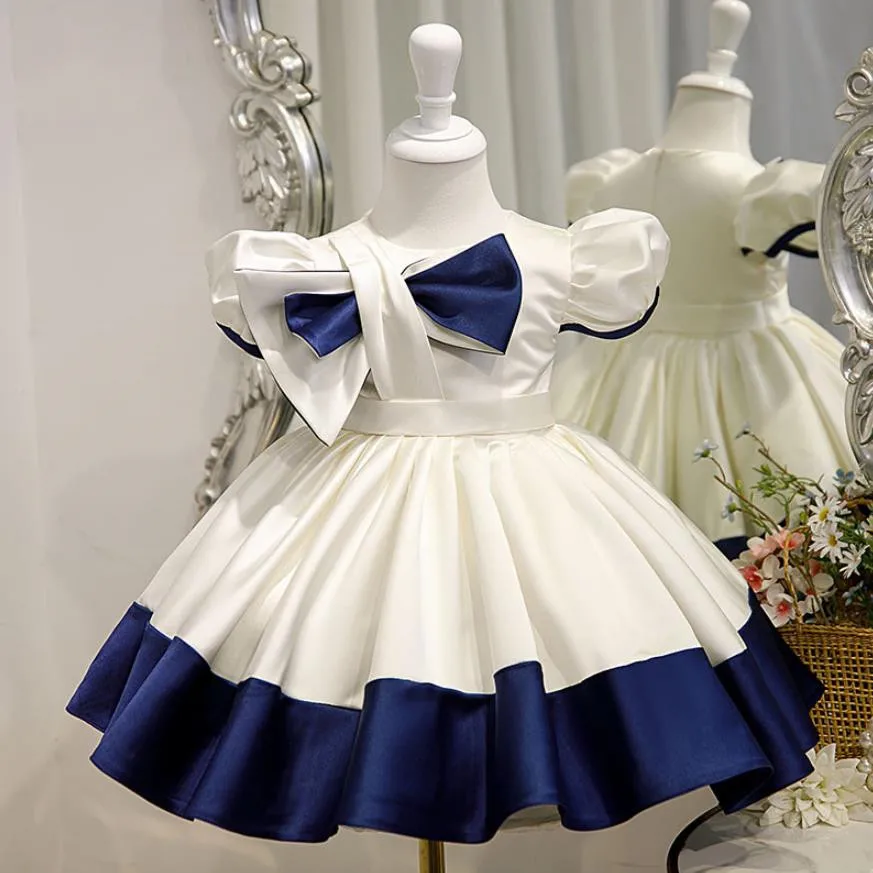 High-End Flower Girls Evening Gown Big Bow Design Spanish Vintage Children Birthday Party Dresses For Easter Eid A1313