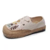 Careaymade-Hot Flats Women Shoes Embroider Retro Lace-up Round Toe Cotton Linen New Handmade Concise Comfortable Ladies Shoes - Image 5