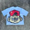 Harajuku Cartoon T Shirt Y2K Mens Hip Hop Letter Graphic Print Oversized TShirt New Gothic Round Neck Cotton Short Sleeve Tops