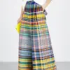 Missuoo 2024 New Female Vintage Multi-colored Plaid Pants Spring and Summer Loose Casual Floor-length Wide Leg Pants for Women