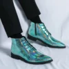 2024 New Luxury Men Boots Designer Autumn Fashion Patent Leather Ankle Boots Men Original Leisure Shiny Motorcycle Short Shoes - Image 3