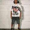 American Trendy Gothic Letter Pattern Printed Oversized T-Shirt Men's Y2K Street Hip-Hop Loose Retro Casual Round Neck Top Women
