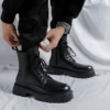 men luxury fashion genuine leather boots black white brand designer shoes stage nightclub motorcycle boot high platform botas - Image 3