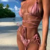 Summer 2022 Bikini Luxury Swimwear Women Biquini Folds Bikini Set Bathing Suit Women Swimsuit High Grade Champagne Bikinis Beach - Image 2