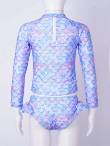 Girls Summer Printed Swimsuits Children Toddler Long Sleeve Tops Briefs Bikinis Set Bathing Suits Beachwear Swimwear 4-16 Years - Image 4