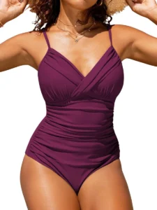 2023 Push Up Swimwear Women One Piece Swimsuit Solid Plus Size Bathers Bathing Suit Padded Beachwear Swimming Summer Bodysuit - Image 3