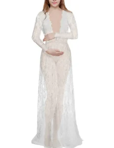 2022 Lace V-neck Pregnancy Dresses Fancy Shooting Photo Pregnant Clothes Maternity Dress for Photo Shoot Plus Size Women Clothes - Image 4
