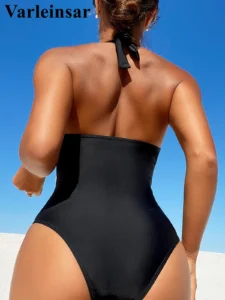 Sexy Shiny Sequins Deep V Backless Monokini Halter Women Swimwear One Piece Swimsuit Female Bather Bathing Suit Swim Lady V4996 - Image 2