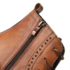 New Autumn Winter Hand-made Men Shoes ZIp Lace Up Design Short Boots Block Genuine Leather Man Footwear Leisure Male Shoes A098 - Image 6