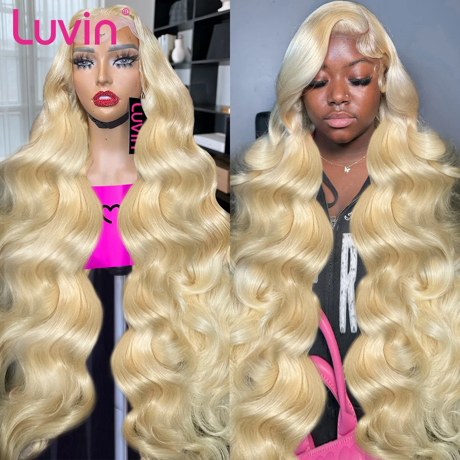 Luvin Body Wave 30 40 Inch 613 Blonde Hd Transparent Lace Frontal Brazilian Color 13x6 13x4 Lace Front Human Hair Wigs For Woman