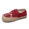 Careaymade-Hot Flats Women Shoes Embroider Retro Lace-up Round Toe Cotton Linen New Handmade Concise Comfortable Ladies Shoes - Image 6