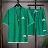 Summer Men's Two Piece Set Linen Fabric Casual T-Shirt And Shorts Set Mens Sports Suit Fashion Short Sleeve Tracksuit Men Suits - Image 4