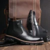 Chelsea Boots for Men Brand Designer Ankle Boots Classic Genuine Leather Men's Winter Boot Fashion Casual Warm Plush Ankle Botas - Image 4