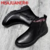 Man Winter Chelsea Boots Plush Warm Male Casual Genuine Leather Shoes Side Zipper Designer Men's Dress Boot Business Footwear - Image 6
