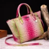 Crocodile Embossed Boston Handbag Classic Style Crossbody Bag Women's Leather Satchel Purse Shopping travel bag - Image 6