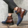 Fashion British Style Ankle Boots Classic Casual Party Street PU Stitching Suede Color Matching Buckle Business Daily Men Shoes - Image 5