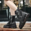 New White Men's Boots Fashion Tooling Men Shoes Thick Sole Men Black Ankle Boots Designer Platform Motorcycle Boots Man Footwear - Image 6