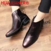 Fashion Men Chelsea Boots Mens Side Zip Heels Ankle Boots Male Leather Shoes Design Men's Dress Shoes Handmade Business Oxfords - Image 3