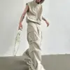 HOUZHOU Cargo Pants Sets Vest Hooded Summer 2 Piece Outfit Japanese Sleeveless Suit Male Korean Streetwear Hip Hop Plus Size 5XL