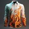 Men's shirts for daily wear: European and American series 3D printed men's casual lapel multi-color long sleeved shirts - Image 5