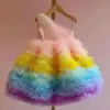 New Arrival Kids Birthday Boutique Clothing Luxury Rainbow Tulle Frock Flower Girl Wedding Party Communion Pageant Dress