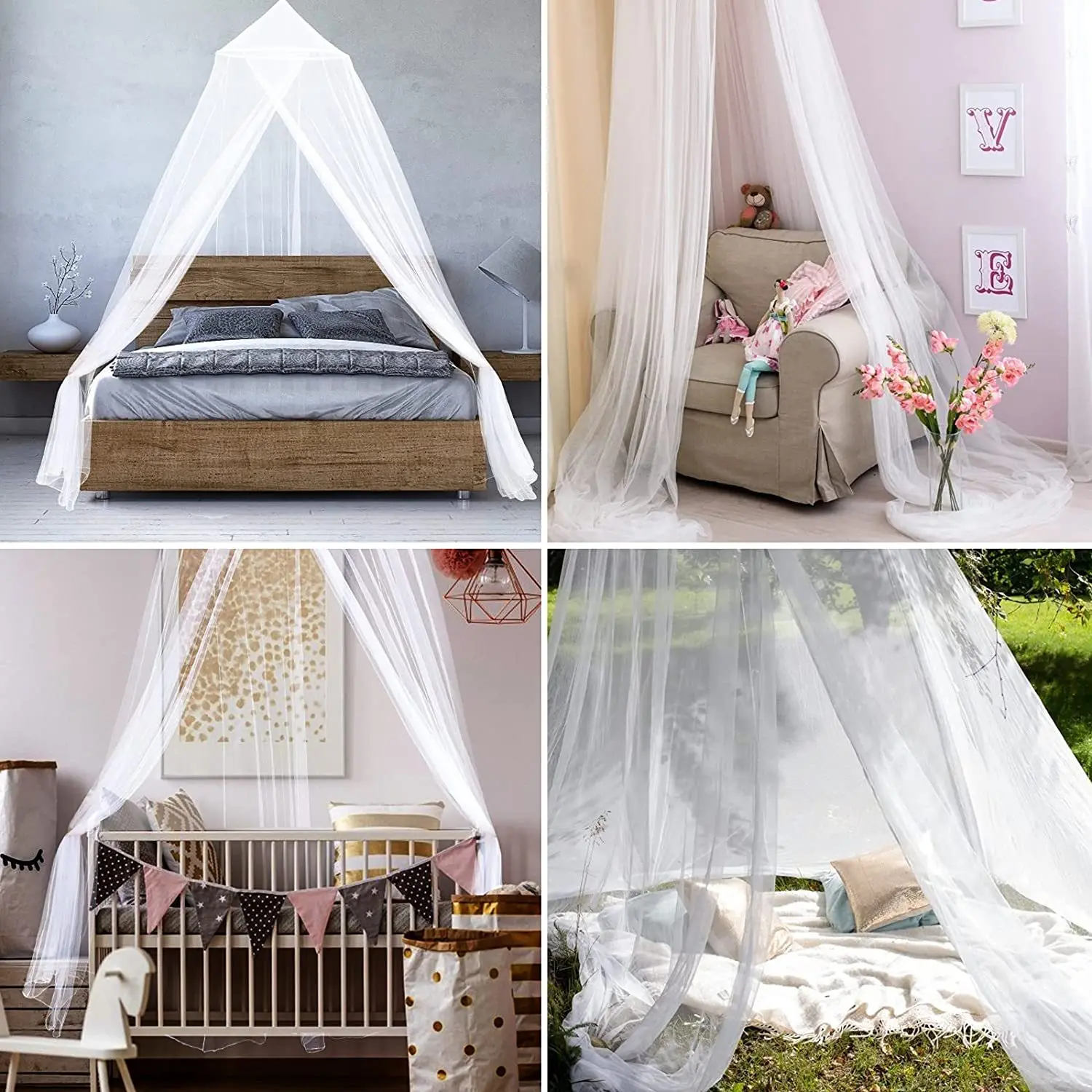 Elegant Bed Mosquito Net Hung Summer Mesh Canopy Polyester Mesh Fabric Net Mosquito Bedroom Camping Baby Adults Hanging Decor