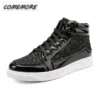 Autumn Winter Men Designer Luxury Men Shoes Sports Style Silver Gold Mens Casual Non-slip Bright Faced Short Boots Big Size 48 - Image 7