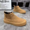 High Top Sneaker Men Designer Winter Plush Warm Snow Boots Fashion Casual Leather/Corduroy Height Increased Platform Board Shoes - Image 3