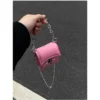 Y2K Vintage Korean Small Chain Shoulder Bag Flap Clutch Purse Handbags Pink PU Leather Gothic Cross Girls Crossbody Ladies Bags - Image 3