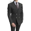 2023 Casual Sky Blue Men Suits Double Brested Peak Lapel Gold Button Groom Wedding Tuxedos Best 2 Pcs Blazers Jacket Pants Set - Image 5