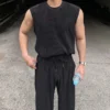 Summer Streetwear Mens Outfits Sleeveless O Neck Casual Tank Tops And Straight Pants Men Two Piece Sets Leisure Breathable Suits - Image 4