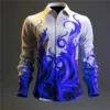 Men's shirts for daily wear: European and American series 3D printed men's casual lapel multi-color long sleeved shirts - Image 4