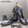 LUXURY BRAND MEN ANKLE BOOTS BLACK MIXED COLORS PATENT LEATHER MEN'S CASUAL DRESS SHOES LACE UP MILITARY BOOTS SHOES MEN - Image 4