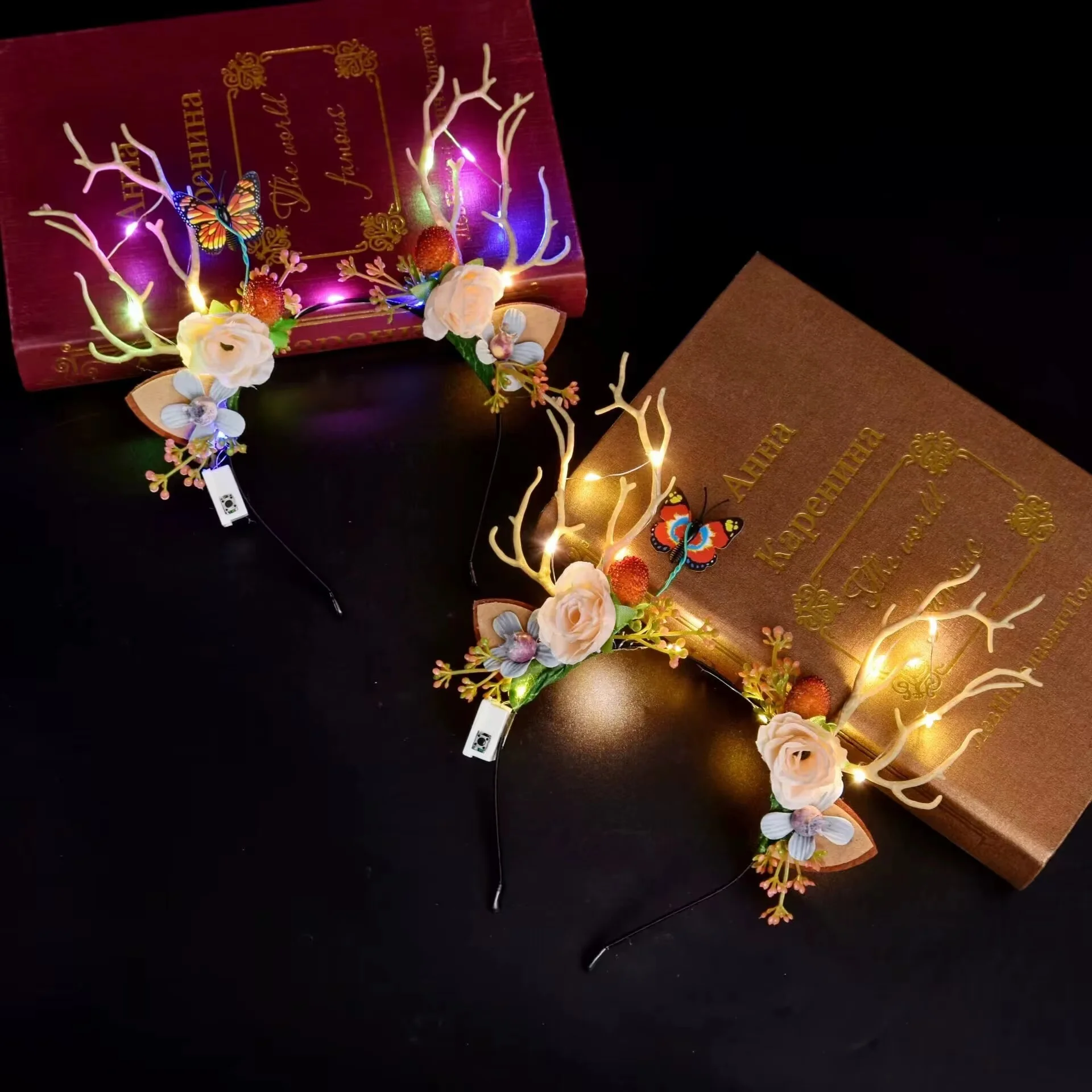 New Christmas Antler Headband Net Red Moose Night Market Deer Luminous Headband Christmas Jewelry Hairpin Hair Accessories