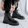 men luxury fashion platform boots brand designer shoes party banquet dresses cowboy original leather boot black tide ankle botas - Image 2