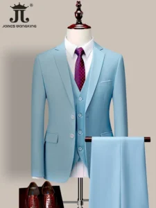 14 Color M-6XL ( Jacket Vest Pants ) High-end Brand Formal Business Mens Suit Three-piece Groom Wedding Dress Solid Color Suit - Image 5